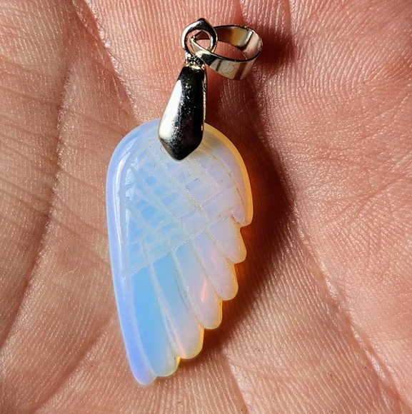 Crystal Wing Pendants! Quartz, Tigers Eye, Jasper. Angel Wings Necklace. Gems - Picture 8 of 9